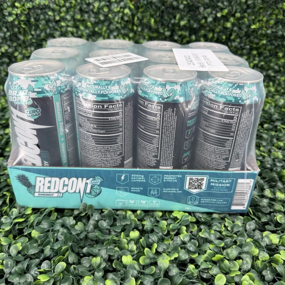 REDCON1 Energy Drink BajaBomb‎ 200mg Caffeine Zero Surgar 16oz 12 Count
